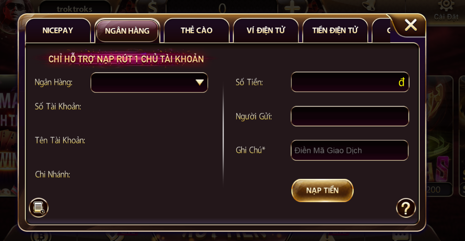 Nạp tiền qua ngân hàng được lựa ưu tiên lựa chọn tại cổng game Sunwin